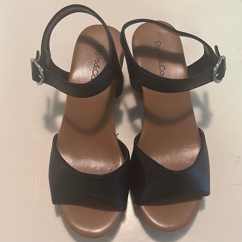 Style & Co. Black and Brown Sandals with Ankle Strap